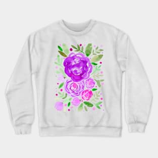 Watercolor roses bouquet - ultra violet and green Crewneck Sweatshirt